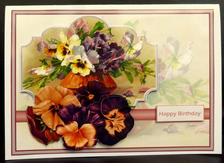 Pansy Card and Decoupage by CAROL LODGE