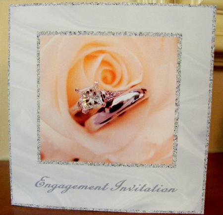 Peach Rose & Rings Engagement Invitation by CAROL LODGE