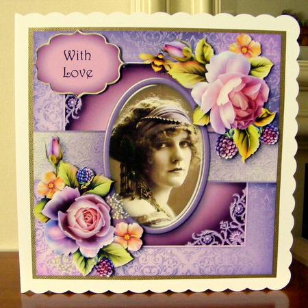 Vintage Cameo with English Roses 8x8 Quick Topper by CAROL LODGE