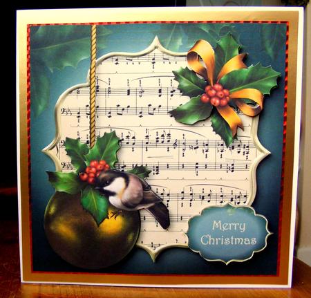 Christmas Bauble, Holly & Bird by CAROL LODGE