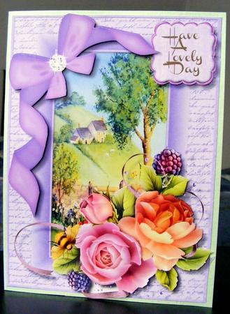 Beautiful Roses on a Lilac Script Frame  by CAROL LODGE
