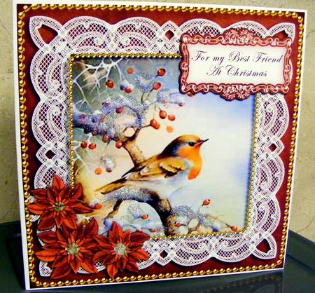 Red Robin Best Friend at Christmas 8in Sentiment Topper by CAROL LODGE