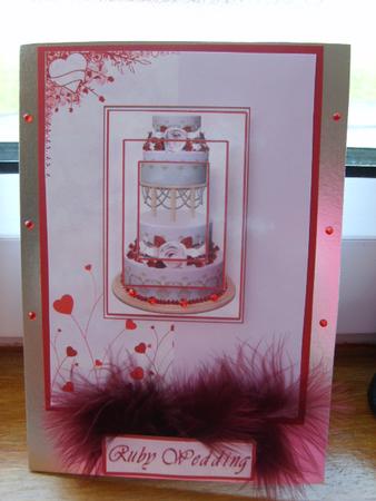 Ruby Wedding Fold Back Card by Carol McDonald