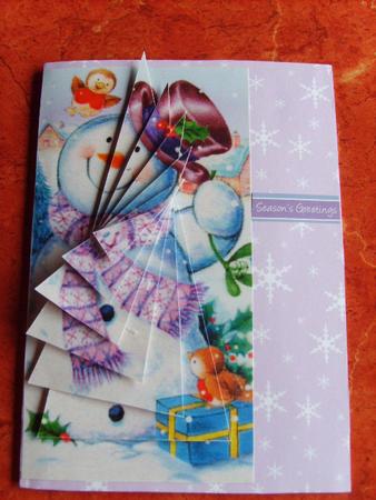 Christmas Snowman with Robin Twisted Pyramids by Carol McDonald