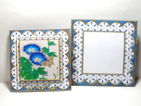 Oriental Morning Glory Anglaise Scallop Square 3D Card Kit by Carol N Watson