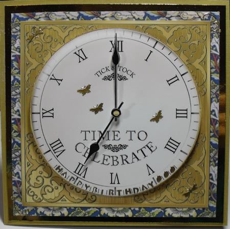 8 x 8 Time to Celebrate Clock Topper with 3D Decoupage Hands by Carol N Watson