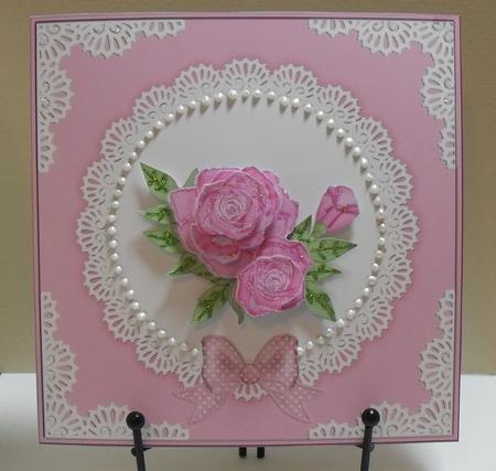 8 x 8 Pearls and Lace Card Front by Carol N Watson