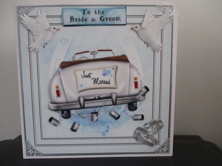 Just Married 8x8 Card Front Topper by Carol Pemberton