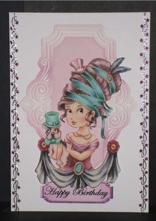 Monsieur Le Pug - 7 x 5 inch topper with decoupage by Carol Pulford