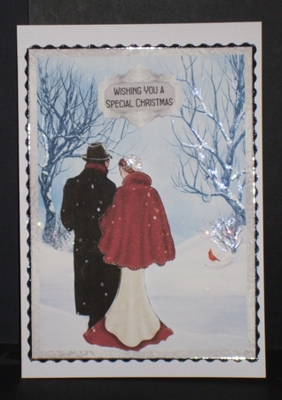 The Magic of Christmas 3 - A5 card front with decoupage by Carol Pulford