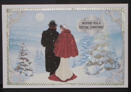 The Magic of Christmas 4 - A5 card front with decoupage by Carol Pulford