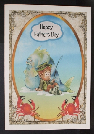 Gone Fishing - A5 card front with decoupage by Carol Pulford