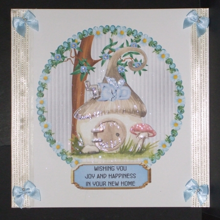 New Home 4 - 6 inch circular topper with decoupage by Carol Pulford