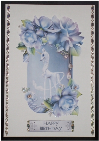 Blue Fantasy - A4 card making sheet with decoupage. by Carol Pulford