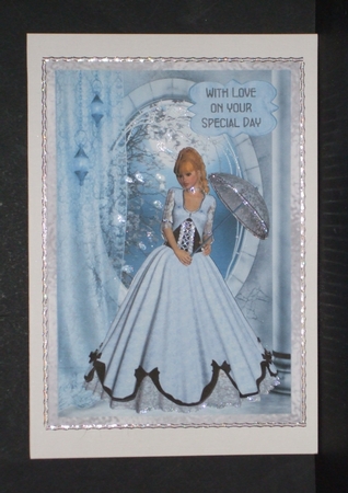 Dreaming - A5 card front with decoupage by Carol Pulford