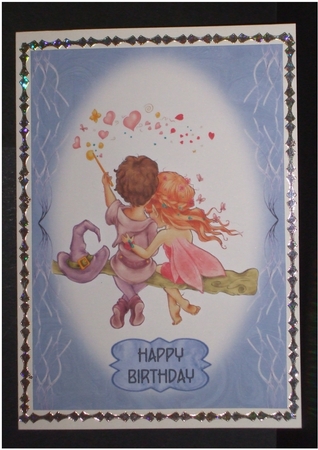 Just Magical - A5 card front with decoupage by Carol Pulford