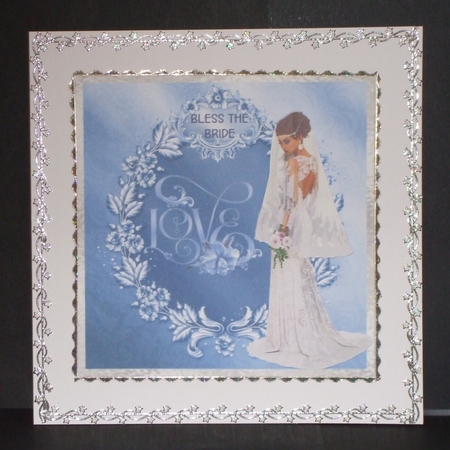 Something Blue - 6x6 inch card front with decoupage. by Carol Pulford