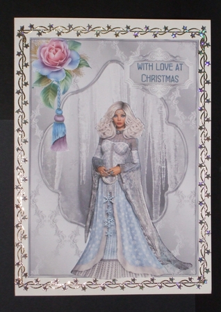 The Ice Princess - A5 card front with decoupage by Carol Pulford