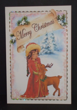 My Christmas Friend - A5 card front with decoupage by Carol Pulford