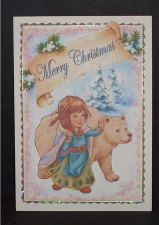 My Christmas Friend 3 - A5 card front with decoupage by Carol Pulford
