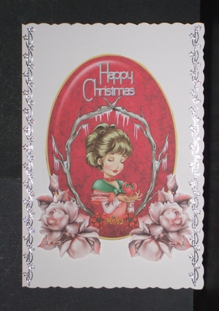 My Christmas Heart 2 - A5 card front with decoupage by Carol Pulford