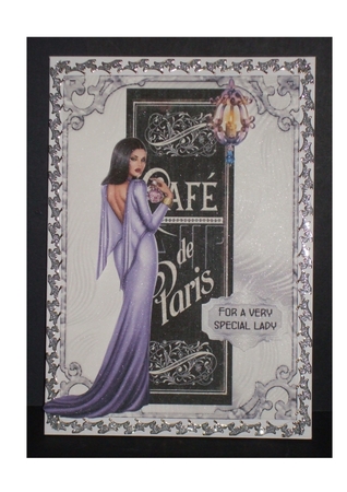 Cafe de Paris 2 - A5 card front with decoupage. by Carol Pulford