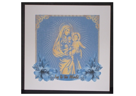 Joy To The World - 6 x 6 inch card front with decoupage by Carol Pulford