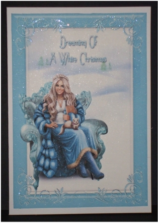 Baby Its Cold Outside - A5 card front with decoupage by Carol Pulford