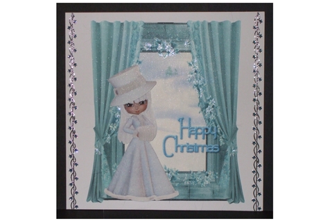 Waiting - 7 x 6 inch topper with decoupage by Carol Pulford