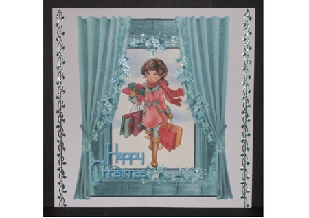 Home For Christmas - 7 x 6 inch topper with decoupage by Carol Pulford