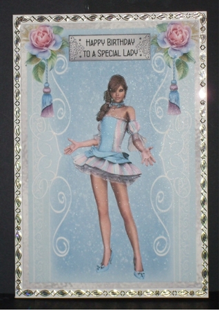 Sugar Baby - A5 card front with decoupage by Carol Pulford