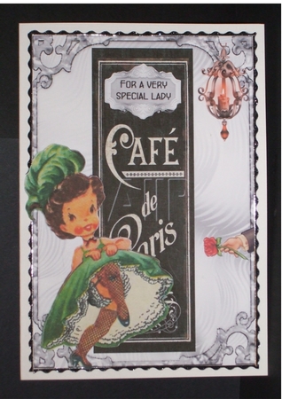 Ooh La La - A5 card front with decoupage. by Carol Pulford
