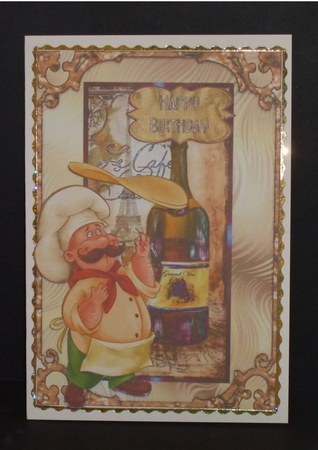 Pizza in Paris - A5 card front with decoupage by Carol Pulford