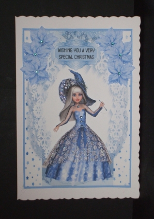 Magical Christmas - 7 x 5 inch card front with decoupage by Carol Pulford