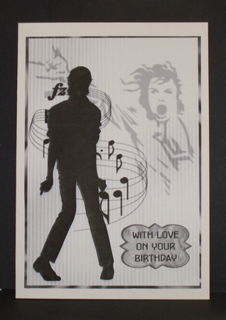 The Legend 3 - A5 card front with decoupage by Carol Pulford