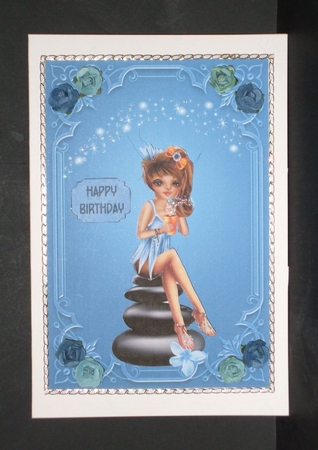 The Coffee Fairy - 7x5 inch card front with decoupage by Carol Pulford