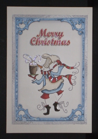 Cappuchino Man 1 - 7 x 5 inch card front with decoupage by Carol Pulford