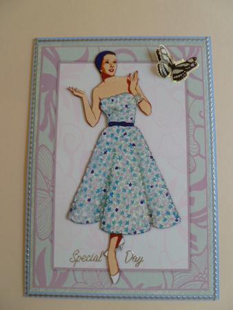 Vintage Fashion Lady on Art Deco Background Quick Card by Carol Sear