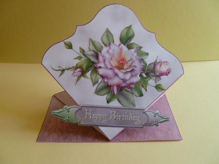 Spring Rose Fancy Diamond Top Fold Card by Carol Sear