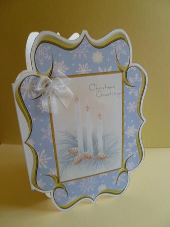 Christmas Blue Fir Candles Fancy Bracket Card by Carol Sear