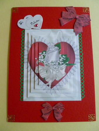 Red Satin Heart with White Rose, Pyramids by Carol Sear