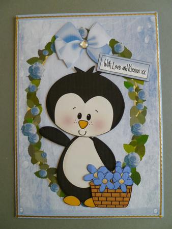 Little Penguin with Basket of Flowers by Carol Sear