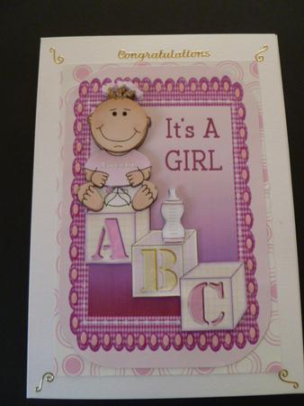 Gingham Framed It's a Girl by Carol Sear