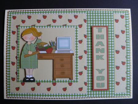 Thank You Teacher! Landscape Decoupage Card Front by Carol Sear