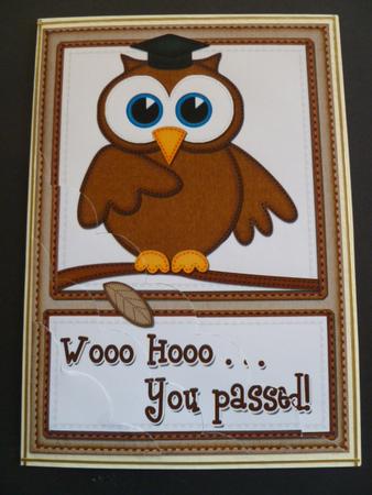 A5 Wise Owl Exam Congrats Felties Scallop Side Stacker by Carol Sear