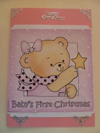 Cute Hunney Bear Rosie has a Christmas Star - Babys 1st Christmas Fan Pyramage Topper by Carol Sear