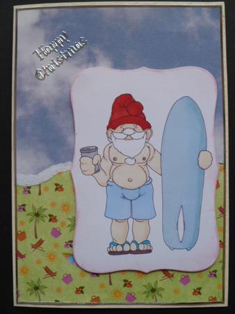 Surfs-up Santa Digital Stamp by Carol Sear