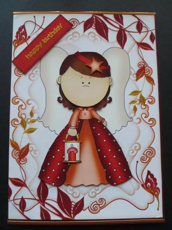 Cute Dark Red Fairy on Pretty Red Frame by Carol Sear