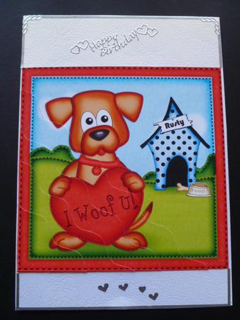 Rusty the Dog's Heart Wavy Corner Side Stacker Topper by Carol Sear