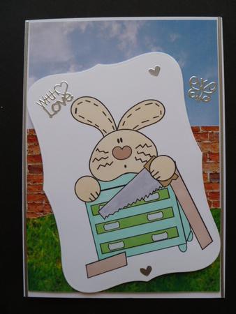 Bunny with Trolley/tools Digital Stamp by Carol Sear